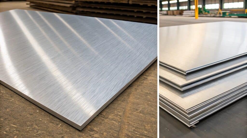 alt with keywords: samples of different aluminum alloy series sheets (e.g., 1xxx, 3xxx, 5xxx, 6xxx, 7xxx)